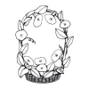 Sticker of a flower basket 2048 - Graphic design. A minimalist flower basket surrounded by leaves.