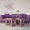 Flower sticker 2081 - Living room arrangement. Light-colored walls, furniture in shades of purple.