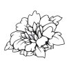 Flower sticker 2083 - Graphic design. A flower with large petals and leaves, presented as a black-and-white illustration.