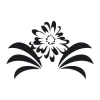 Flower sticker 2053 - Graphic design featuring a flower with large petals and leaves.