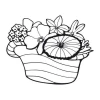 Flower basket sticker 2052 - Graphic design featuring a basket with flowers in various shapes and details.