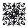 Ornament sticker 2071 - Graphic design featuring a symmetrical arrangement of floral and spiral motifs.