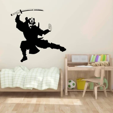 Samurai sticker 2073 - Decor in a children\'s room with light-colored walls, wooden furniture, and flooring.