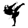 Samurai sticker 2078 - Graphic design featuring a black samurai in a dynamic pose with a sword.