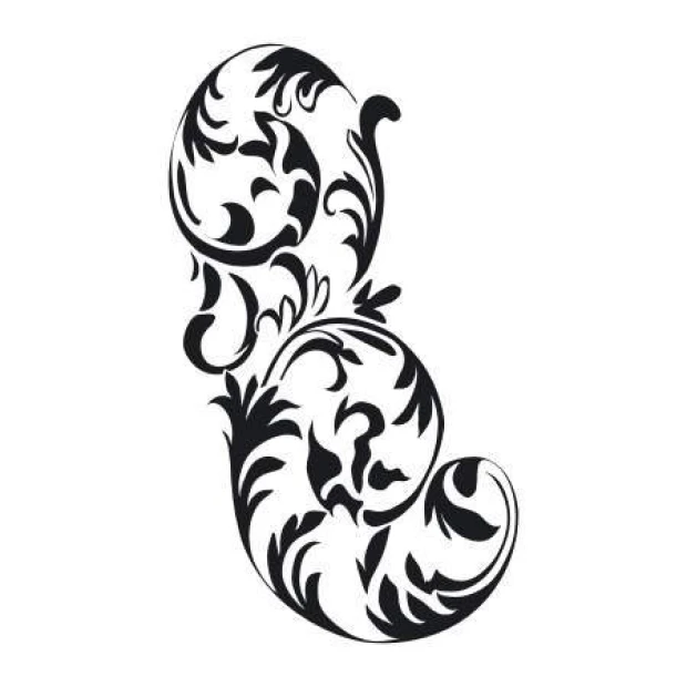 Floral wall sticker 2065 - Graphic design featuring a plant motif with curvy lines and intricate details.