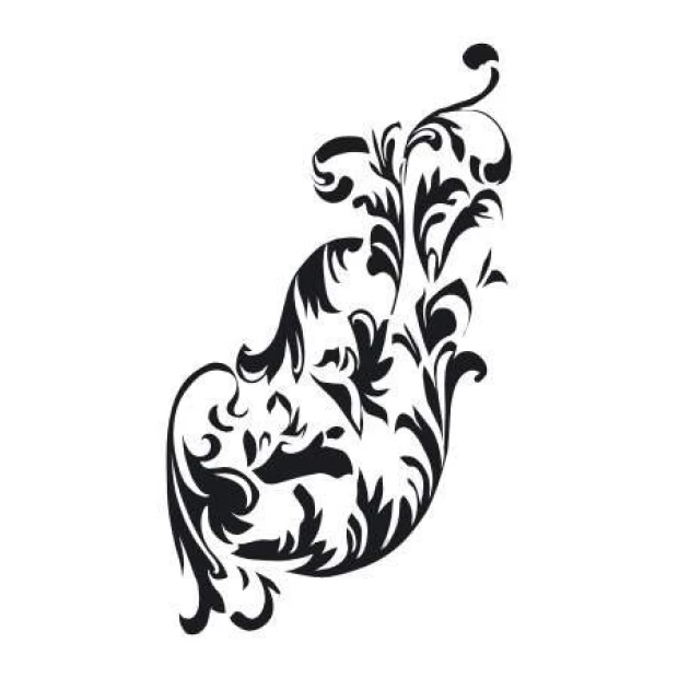 Floral wall sticker 2066 - Graphic design featuring plant motifs with wavy lines and asymmetrical shapes.