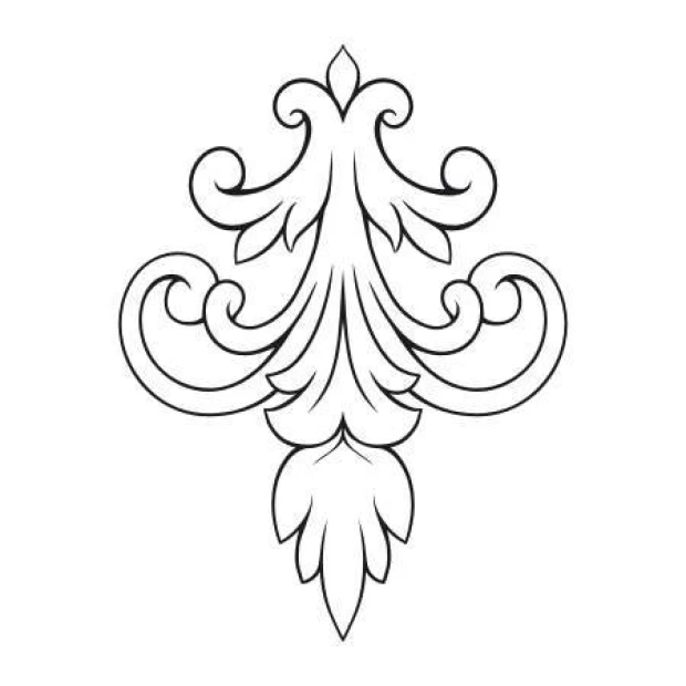 Floral wall sticker 2068 - Features a symmetrical design with wavy lines and leaves.