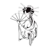 Wall sticker geisha 2056 - Graphic design featuring a geisha holding a fan, with kimono details and hair ornaments.