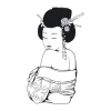 Geisha wall sticker 2057 - Graphic design featuring a geisha with braided hair in a floral kimono.