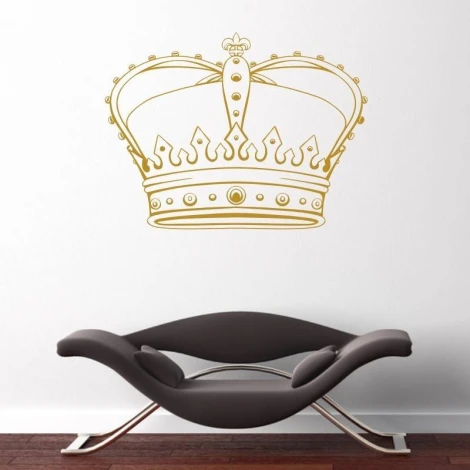 Crown wall sticker 2062 - Styled in a living room with light walls and modern dark furniture.