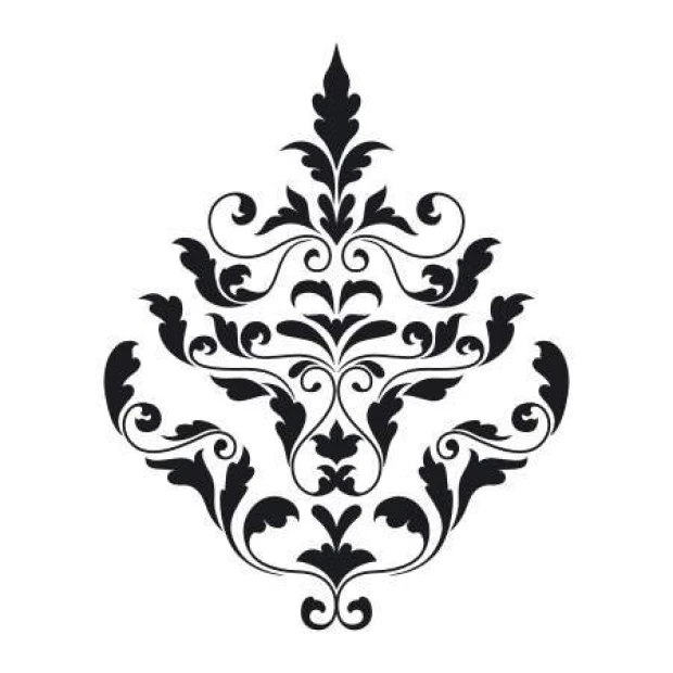 Wall sticker ornament 2061 - Graphic design featuring a complex pattern of black leaves and spirals.