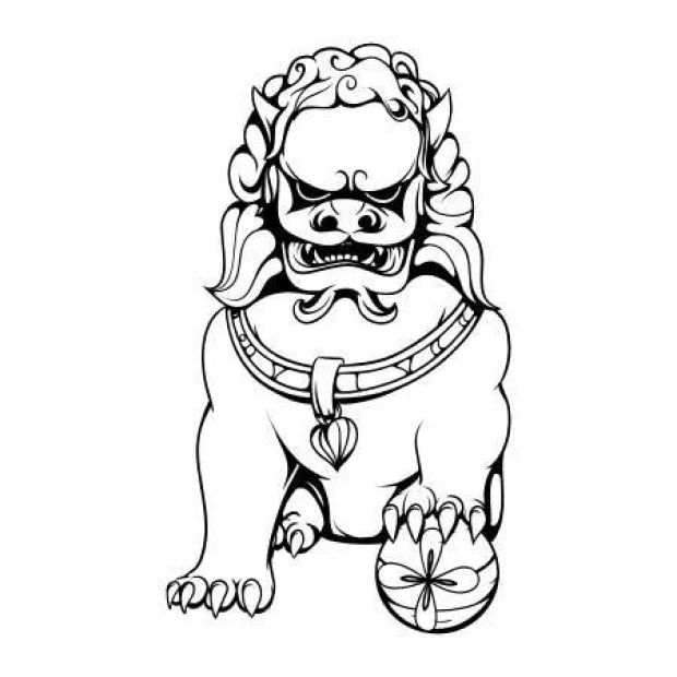 Wall sticker statue 2064 - Graphic design featuring a lion with clear details, large head, and outstretched paws.