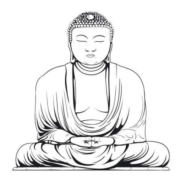 Wall sticker of Buddha statue 2059 - Graphic design. Buddha in a meditative pose with detailed robes and head.