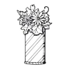 Vase sticker with flowers 2049 - Graphic design. Sketch-style vase with leaves and various flowers.