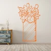 Vase sticker with flowers 2049 - Living room arrangement. Light-colored walls, rustic wooden furniture.