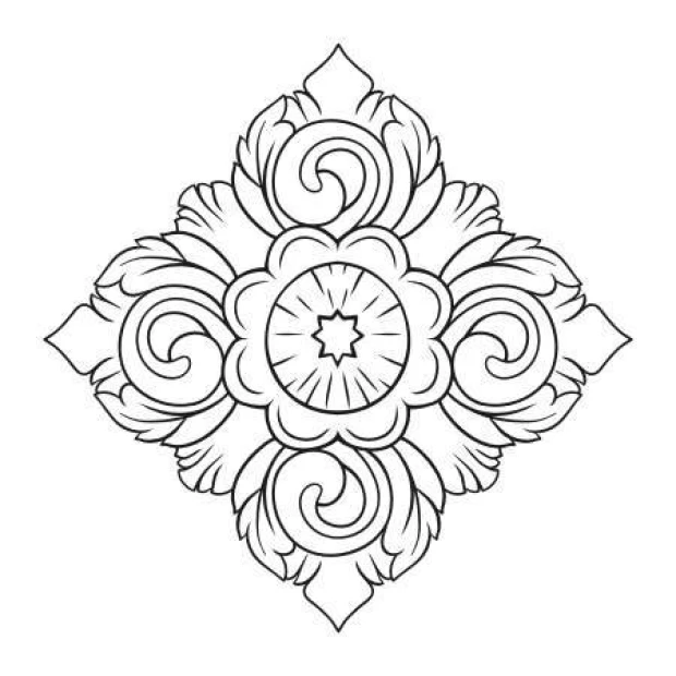 Geometric sticker 2070 - Features a symmetrical design with floral motifs and spirals.
