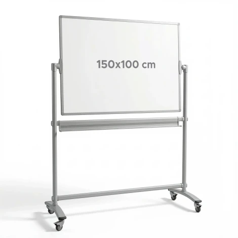 Rotating mobile board 150x100cm Standard - Office setup. Light-colored walls, minimalist style.