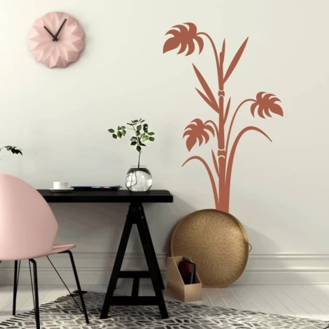 Bamboo decorative sticker 2116 - Office decor with light walls and furniture in shades of pink and black.