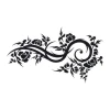 Decorative sticker branch 2130 - Graphic design with wavy branches and black flowers.
