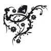 Decorative sticker branches 2123 - Graphic design featuring branches with flowers and leaves in black.
