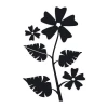 Decorative sticker flower 2111 - Graphic design featuring a black flower with five petals and leaves.