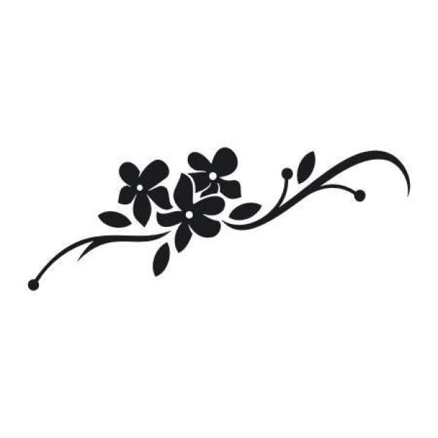Decorative sticker flower 2125 - Graphic design featuring three flowers with leaves on a wavy branch.