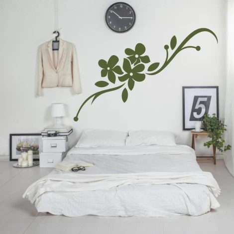 Flower decorative sticker 2125 - Bedroom decor with light-colored walls and minimalist furniture.