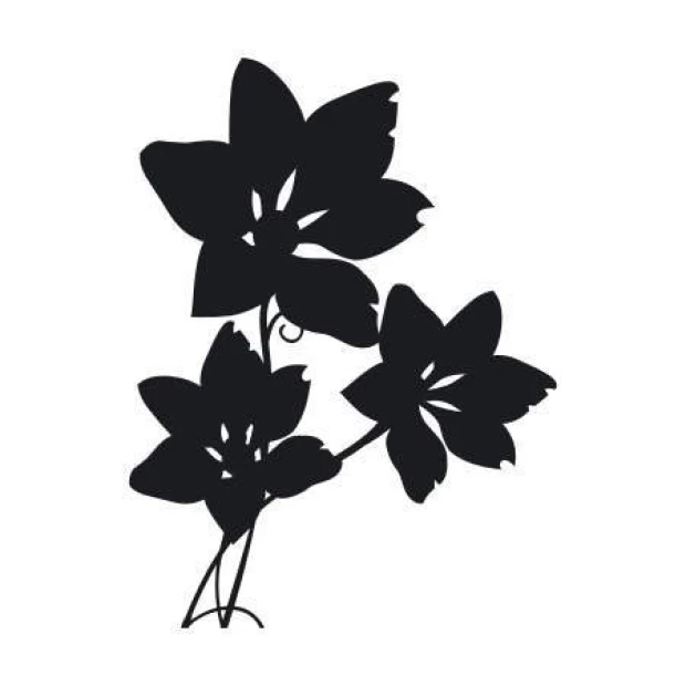 Decorative sticker flowers 2114 - Graphic design featuring four black flowers in various shapes with delicate details.