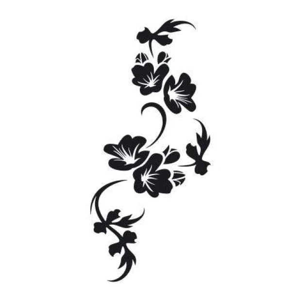 Decorative sticker flowers leaves 2118 - Graphic design featuring black flowers and leaves in an organic style.