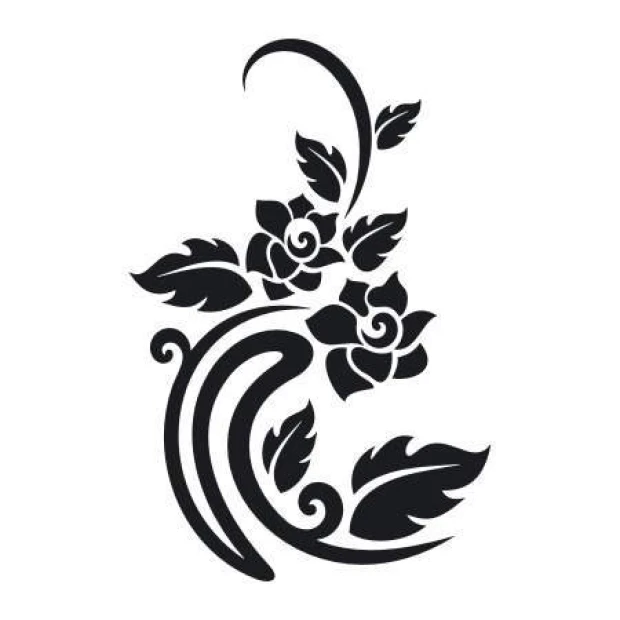 Decorative sticker with flowers and leaves design 2126 - dark-colored floral pattern on a light background.
