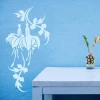 Decorative plant-themed sticker 2119 - Room arrangement with blue walls and simple light-colored furniture.