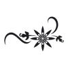 Decorative sticker with plant ornament 2129 - Graphic design featuring black flowers, leaves, and spirals.