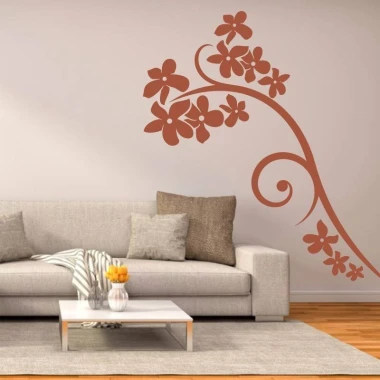 Decorative sticker wildflowers 2128 - Living room setup with light-colored walls and gray furniture.