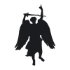Angel wall sticker 2085 - Graphic design featuring an angel with raised hand and sword, large wings.