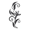 Wall sticker flower 2093 - Graphic design featuring a floral motif with a flower and spiral leaves.