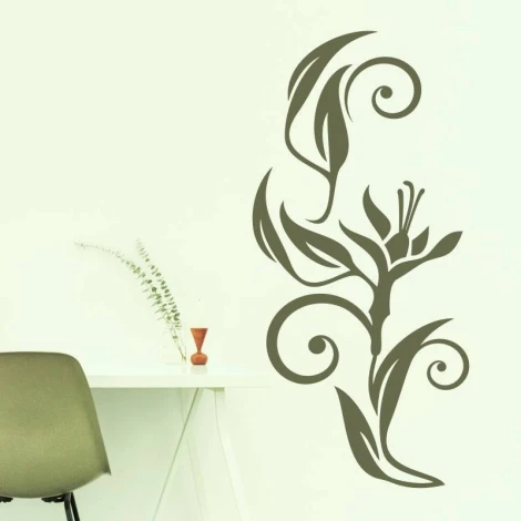 Wall sticker flower 2093 - Graphic design featuring stylized flowers and leaves in shades of brown.