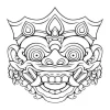 Bali mask wall sticker 2096 - Graphic design featuring large eyes, teeth, and an ornate helmet.