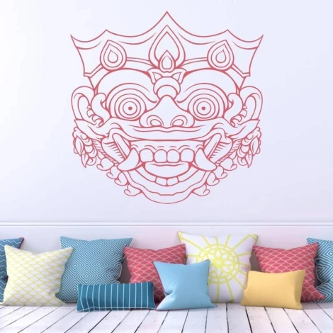 Bali mask wall sticker 2096 - Graphic design featuring a stylized mask with distinct details.
