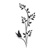 Butterfly branch wall sticker 2092 - Graphic design. Black butterfly on a branch with leaves on a white background.