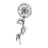 Sunflower wall sticker 2088 - Graphic design featuring a sunflower with a long stem and leaves.