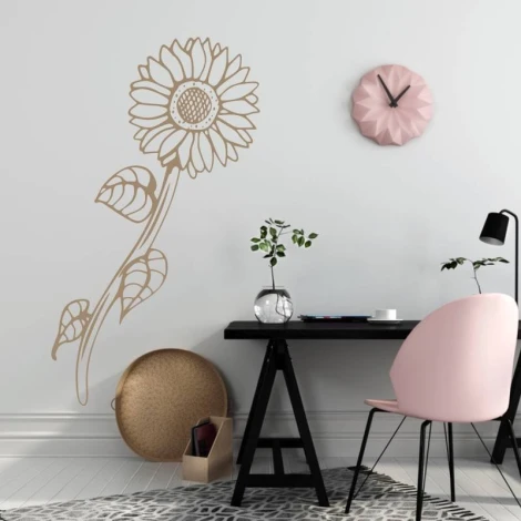 Sunflower wall sticker 2088 - Office decor. Light-colored walls, modern furniture in muted shades.