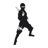 Ninja warrior wall sticker 2099 - Graphic design. Black ninja figure with white details in a dynamic pose.