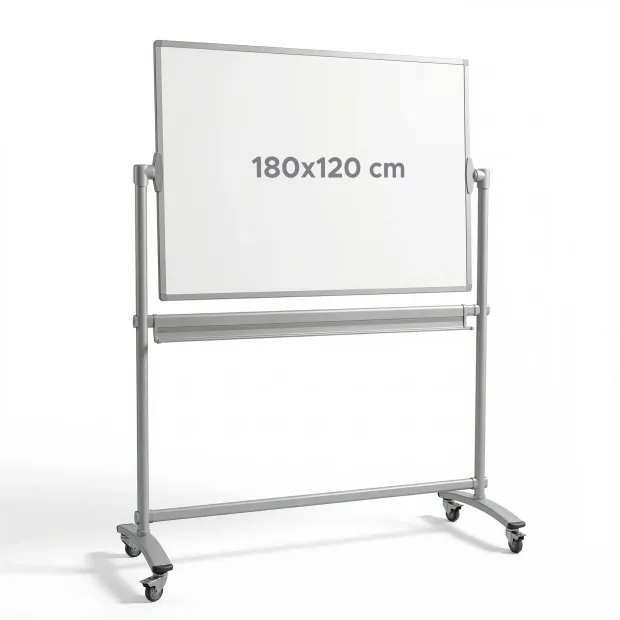 Rotating mobile board 180x120cm Standard - Office arrangement. Walls in light gray color.