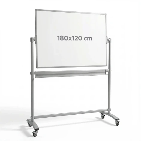 Rotating mobile board 180x120cm Standard - Office arrangement. Walls in light gray color.