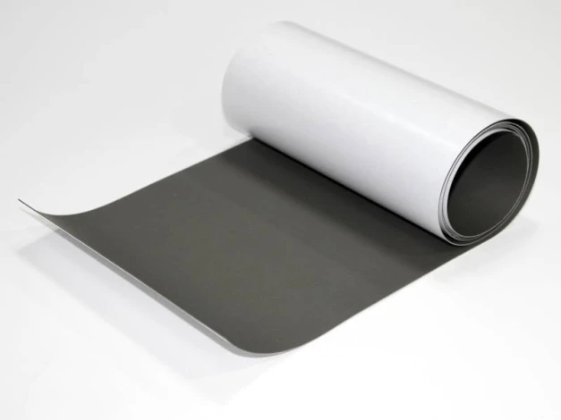 Steel foil with adhesive, 122cm wide - Rectangular shape, dark gray color with a white border.