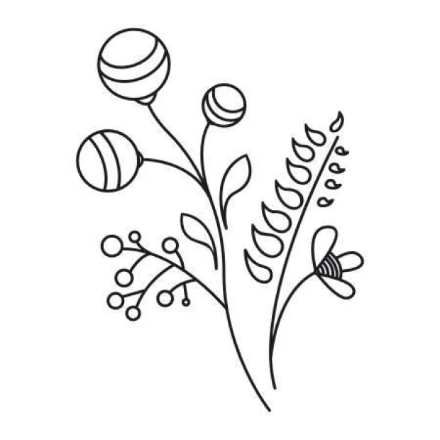 Floral wall sticker 2143 - Graphic design featuring flowers and leaves in a simple, linear style.