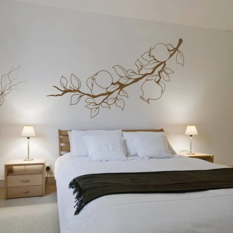 Branch sticker 2145 - Bedroom decor. Light-colored walls, wooden furniture accents.