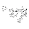 Branch sticker 2149 - Graphic design. Black branch with flowers on a white background.