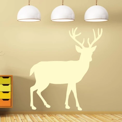 Deer sticker 2135 - Room decor with light-colored walls, wooden floor, and modern lamps.