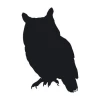 Owl sticker 2136 - Graphic design. Black owl with clear outlines, perched on a branch.